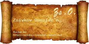 Zsivkov Osszián névjegykártya